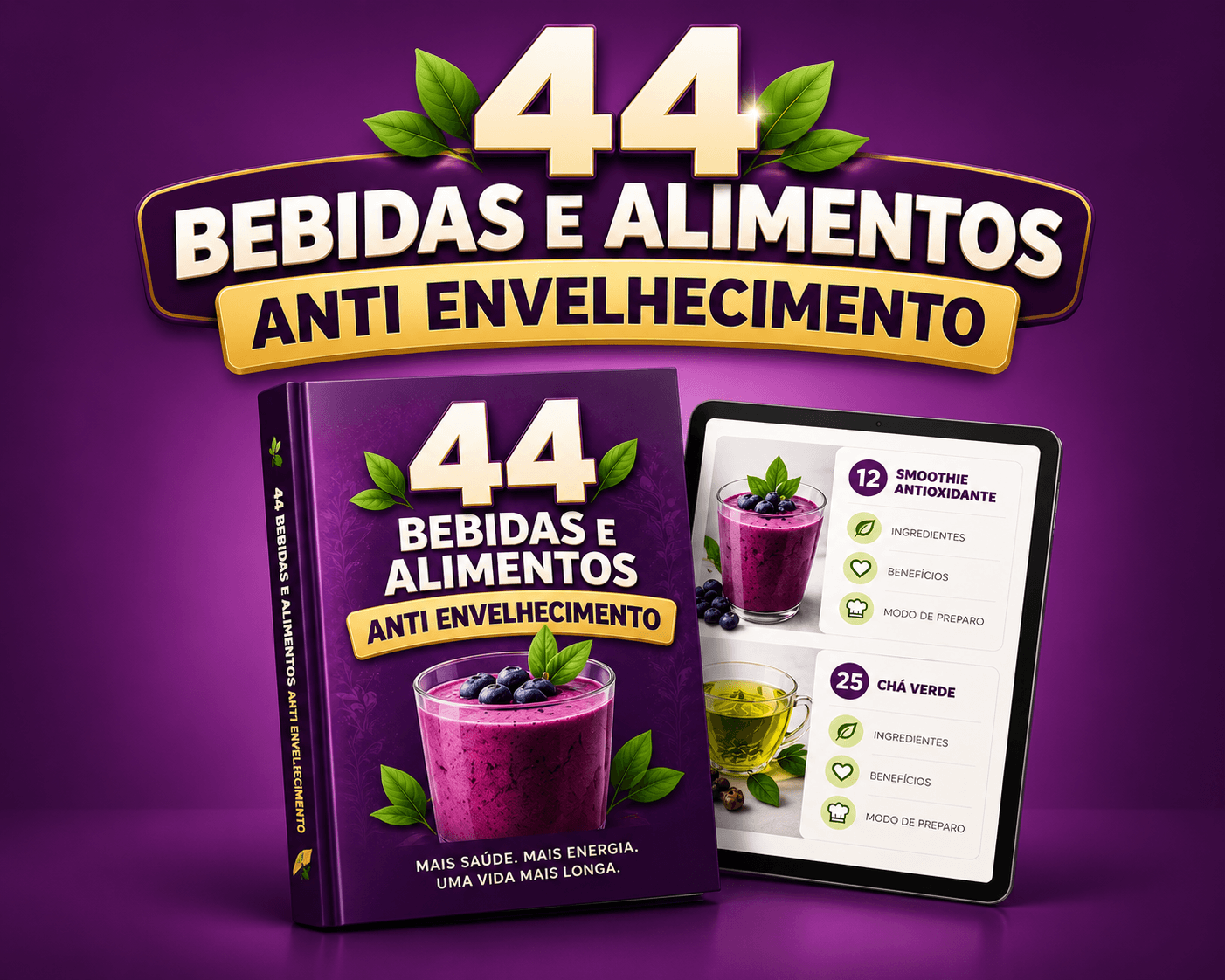 Capa do bônus 44 Bebidas e Alimentos Anti Envelhecimento