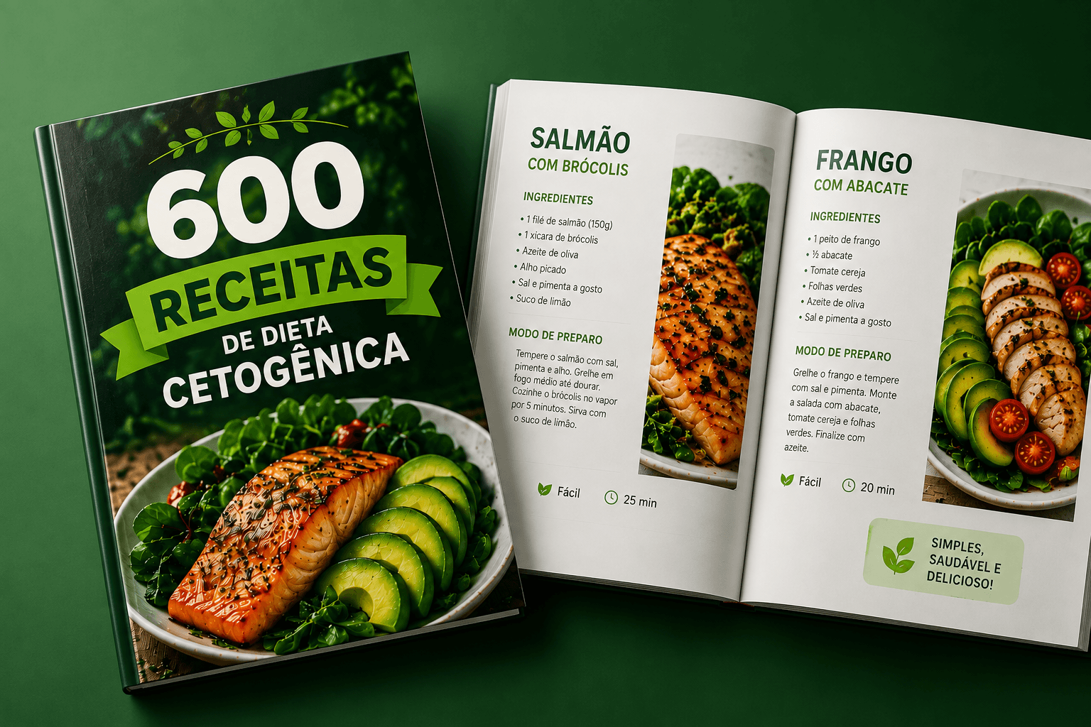 Mockup do ebook 600 Receitas de Dieta Cetogênica