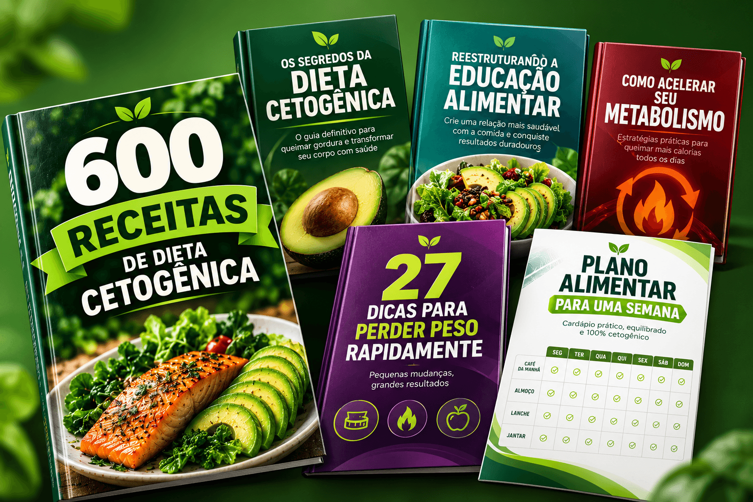 Mockup do ebook 600 Receitas de Dieta Cetogênica com bônus