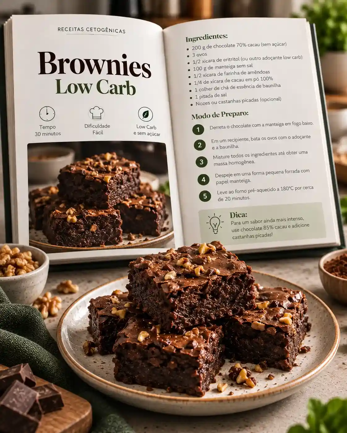 Receita de Brownies Low Carb