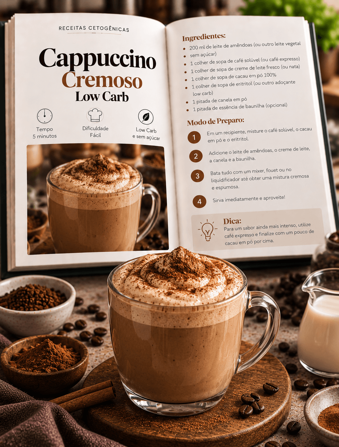 Receita de Cappuccino Cremoso Low Carb