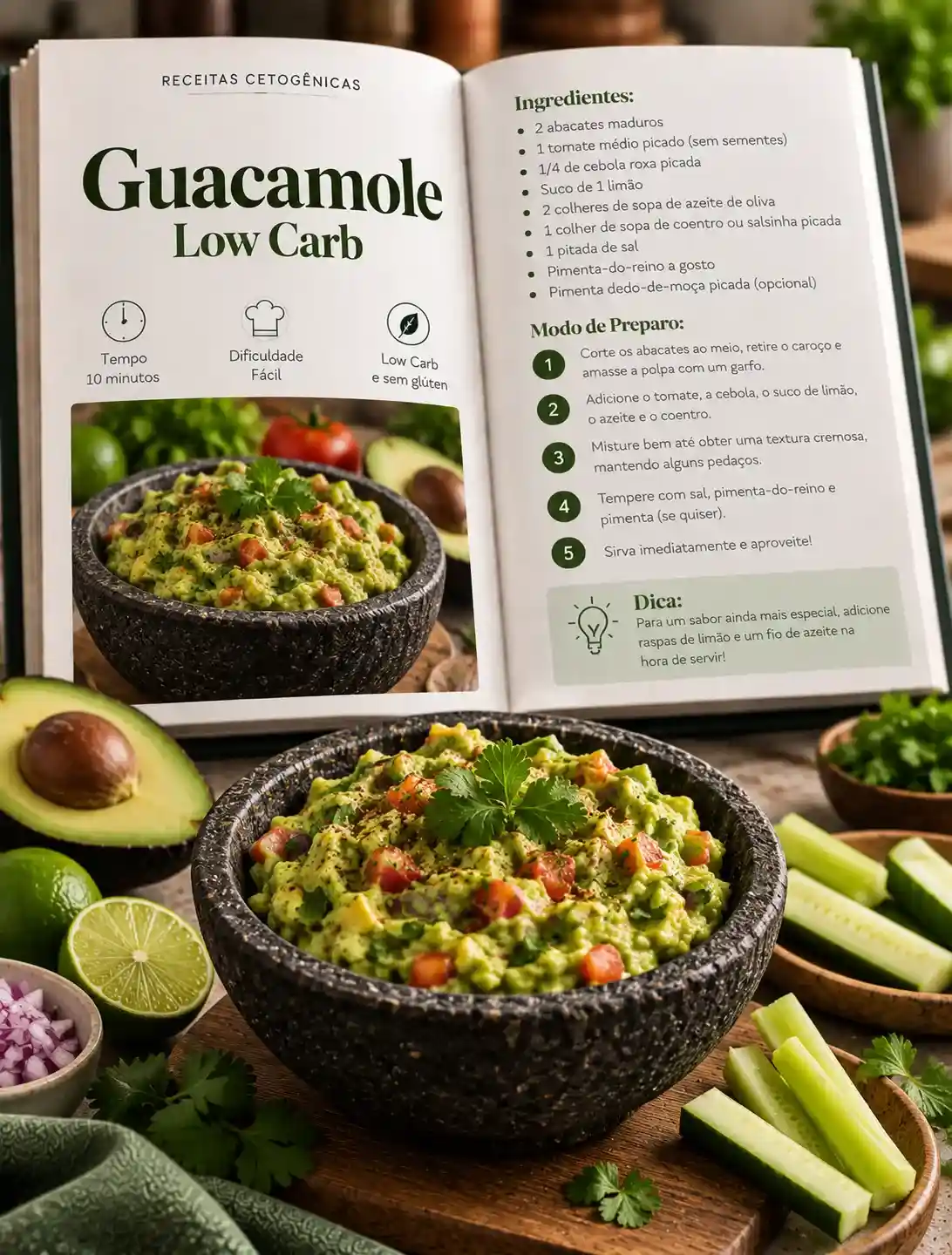 Receita de Guacamole Low Carb